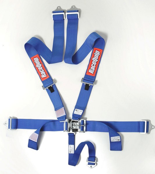 Racequip Seat Belt, 16.1 Sfi Rated, Not DOT Street Approved, 5 Point, 3 Inch Width, Latch and Link, Blue, Single, Polyester Webbing – 711021