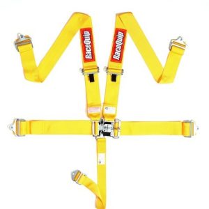 Racequip Seat Belt, 16.1 Sfi Rated, Not DOT Street Approved, 5 Point, 3 Inch Width, Latch and Link, Yellow, Single, Polyester Webbing – 711031
