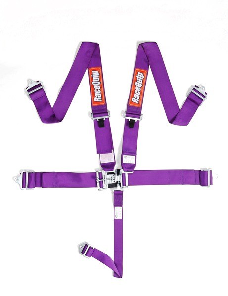 Racequip Seat Belt, 16.1 Sfi Rated, Not DOT Street Approved, 5 Point, 3 Inch Width, Latch and Link, Purple, Single, Polyester Webbing – 711051