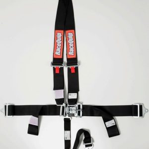 Racequip Seat Belt, V-Style/ 16.1 Sfi Rated, Not DOT Street Approved, 4 Point, 3 Inch Width, Latch and Link, Black, Single, Polyester Webbing – 713003
