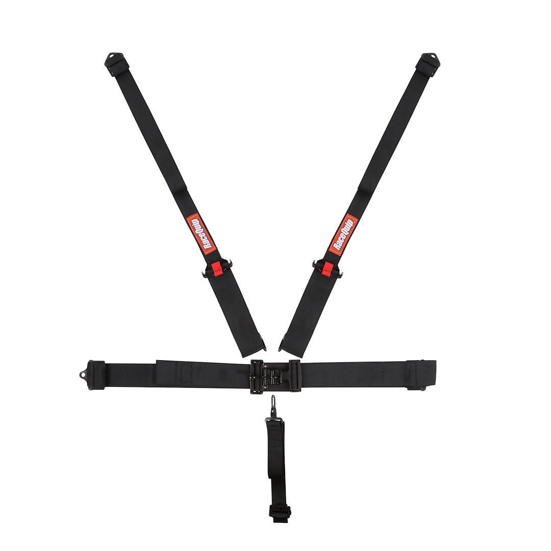 Racequip Seat Belt, 16.1 Sfi Rated, Not DOT Street Approved, 5 Point, 3 Inch Width, Latch and Link, Black, Single, Polyester Webbing – 717007