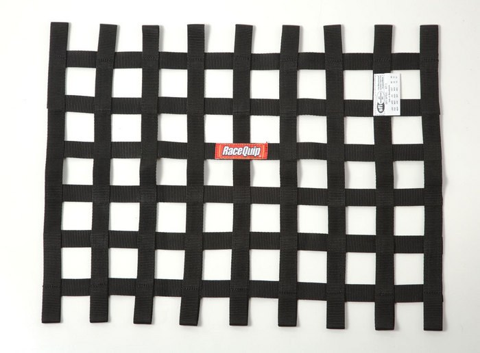 Racequip Window Net, Rectangle, Ribbon Style Net, 18 Inch Height X 24 Inch Width, Sfi 27.1 Rated, Black, Polypropylene – 725005