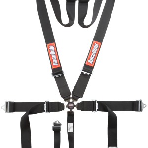 Racequip Seat Belt, Sportsman, 16.1 Sfi Rated, Not DOT Street Approved, 5 Point, 3 Inch Width, Camlock, Black, Single, Polyester Webbing – 741001