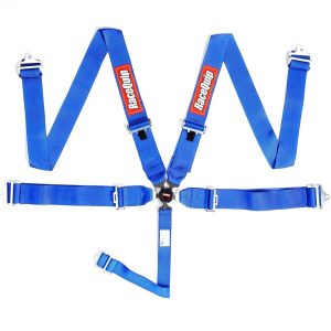 Racequip Seat Belt, Sportsman, 16.1 Sfi Rated, Not DOT Street Approved, 5 Point, 3 Inch Width, Camlock, Blue, Single, Polyester Webbing – 741021