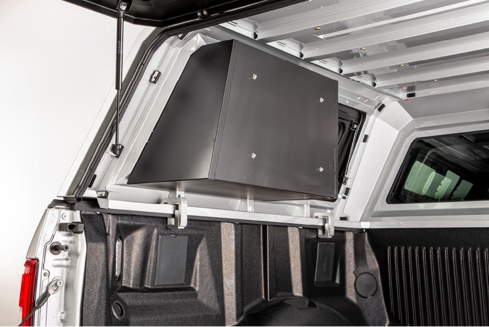 RSI North America Truck Cap Storage Compartment, Half-Bin, For Use with Smartcap, Fits Full Size Pickups, Left Side Mount, Without Drawers – SA0705