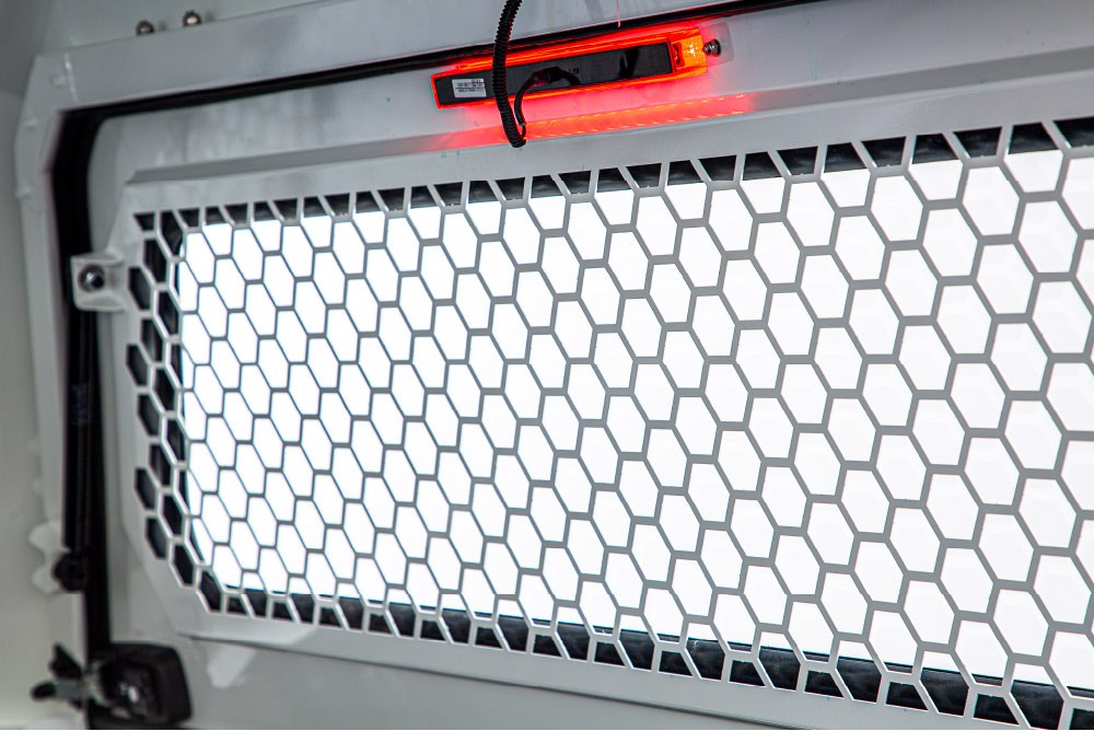 RSI North America Truck Cap Window Guard, Smartmesh, For Use with Evoa/ Evoc/ Evod Smartcap, Full Size, Rear Window, Security Mesh, Black – SA1002