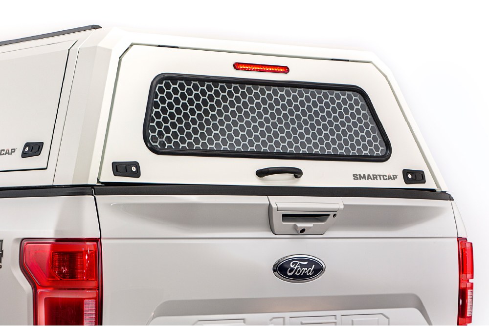 RSI North America Truck Cap Window Guard, Smartmesh, For Use with Evoa/ Evoc/ Evod Smartcap, Full Size, Rear Window, Security Mesh, Black – SA100620