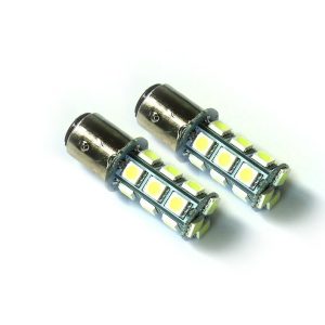 Race Sport Lighting Turn Signal Light Bulb, Professional, 1157 LED, White, 18 Chips, 12 Volt to 24 Volt DC, 5050 Diode Diameter – RS-1157-W-5050