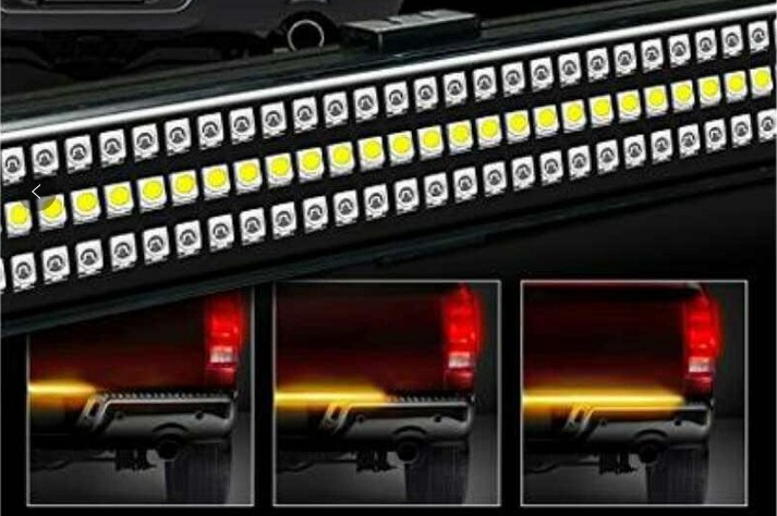 Race Sport Lighting Tailgate Light – LED, 60 Inch Light Bar, Clear Lens, Red Brake/ Red Running/ White Reverse/ Amber Turn Signal – RS120060