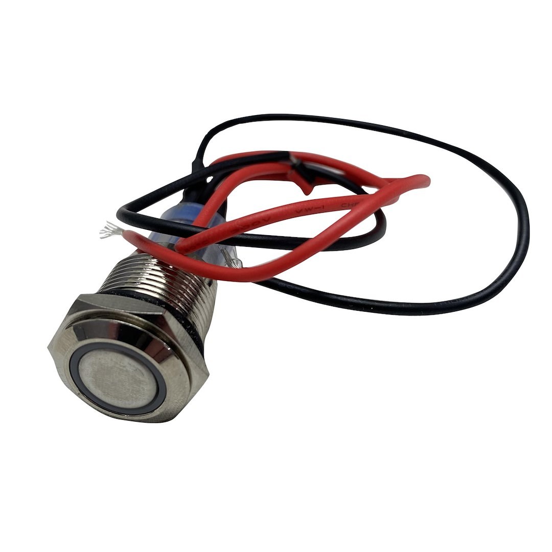 Race Sport Lighting Push Button Switch, 16 Millimeter Momentary on/ Off Switch, 15 Amp, Flush Mount, Chrome, White LED Ring – RS-2P16MM-LEDW