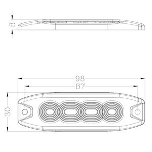 Race Sport Lighting Warning Light, Pro Series, 3-7/8 Inch Length X 1-1/4 Inch Width, Mini Bar, Surface Mount, Strobe, Clear Lens – RS3020BSP