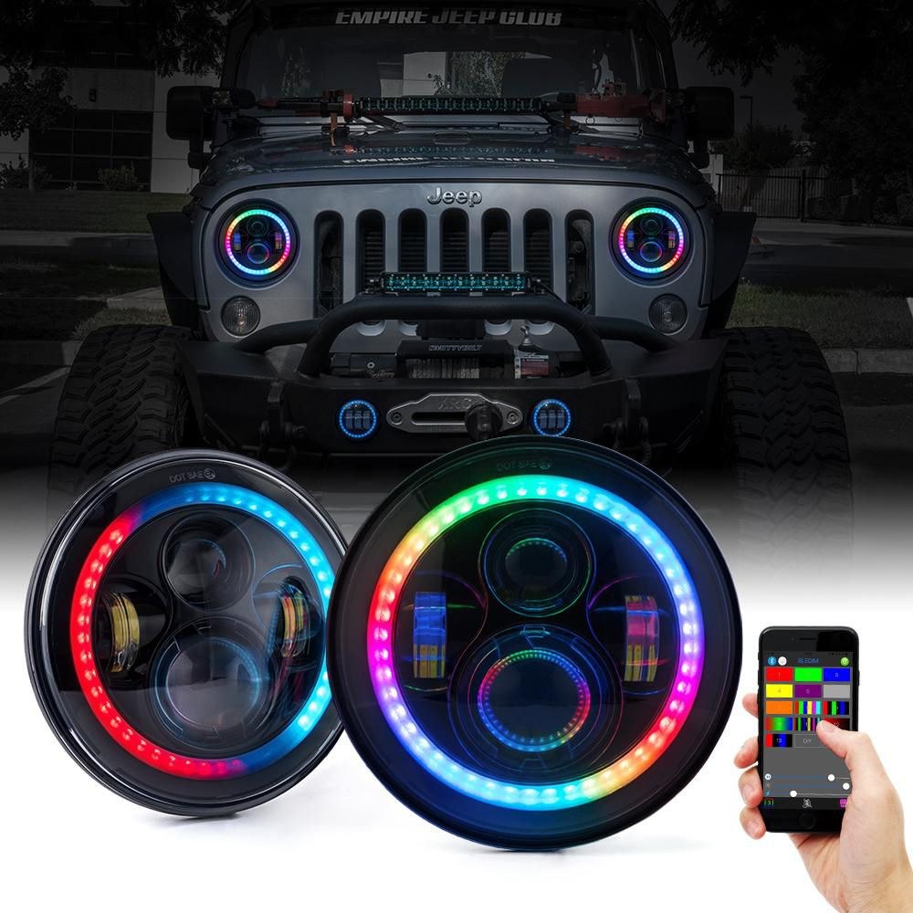 Race Sport Lighting Driving/ Fog Light, Colorsmart ®, LED Bulb, Two 7 Inch Round Headlight/ Two 4 Inch Round Fog Light, 10 Watt – RS3037050-C