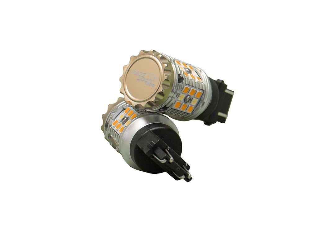 Race Sport Lighting Turn Signal Light Bulb – LED, No-Rapid Series, 3157 LED Bulb, White/Amber Bulb, 9 to 30 Volt, 1860 Lumens, Set of 2 – RS3157SBWA