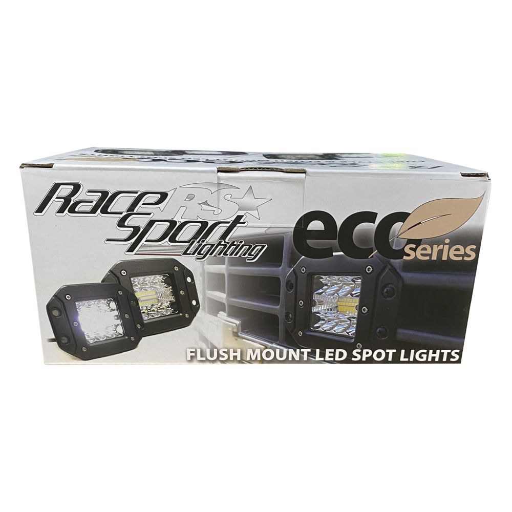 Race Sport Lighting Driving/ Fog Light, Eco Series, LED, Clear Phillips LED, 3 Inch X 3 Inch Square, 48 Watt, 9 to 16 Volt DC, Spot Beam – RS3X3FECO
