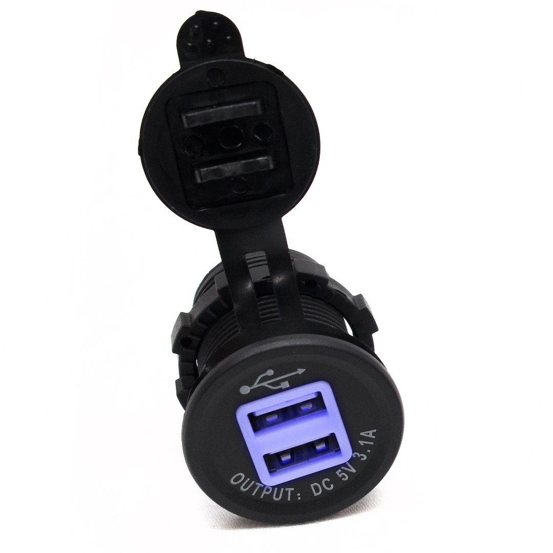 Race Sport Lighting Cigarette Lighter Power Adapter, Used to Charge Up to Two Devices Using USB Port, 3.1 Amp, 12 to 24 Volt DC – RS50884