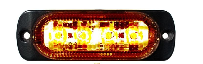 Race Sport Lighting Strobe Light Kit, 4 Ultra Slim Led’s, Black Housing, Clear Lens, Amber, Surface Mount, 12 Volt to 24 Volt, 12 Watt – RS70014A