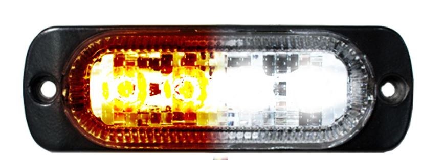 Race Sport Lighting Strobe Light Kit, 4 Ultra Slim Led’s, Black Housing, Clear Lens, White/ Amber, Surface Mount, 12 Volt to 24 Volt – RS70014W-A