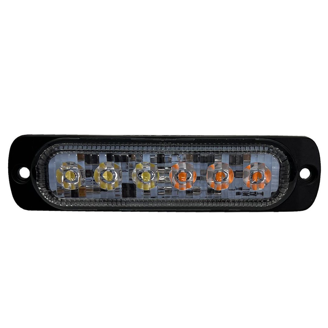Race Sport Lighting Strobe Light Kit, 6 Ultra Slim Led’s, Black Housing, Clear Lens, White/ Amber, Surface Mount, 12 Volt to 24 Volt – RS70016W-A