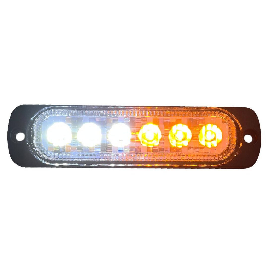 Race Sport Lighting Strobe Light Kit, 6 Ultra Slim Led’s, Black Housing, Clear Lens, White/ Amber, Surface Mount, 12 Volt to 24 Volt – RS70016W-A