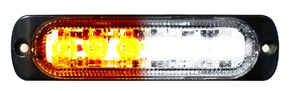 Race Sport Lighting Strobe Light Kit, 6 Ultra Slim Led’s, Black Housing, Clear Lens, White/ Amber, Surface Mount, 12 Volt to 24 Volt – RS70016W-A
