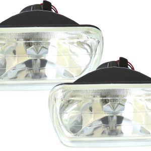 Race Sport Lighting Headlight Conversion Kit, Replaces H6054 Headlamps, 7 Inch X 6 Inch Rectangle Diamond Cut Style Lens – RS-7012