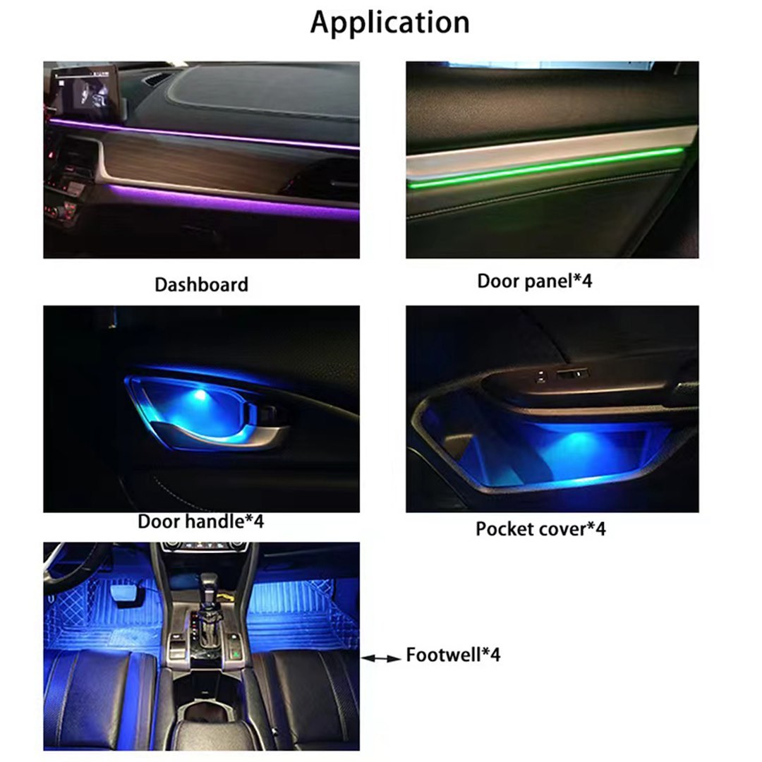 Race Sport Lighting Interior Light, Ultra-Flow Series, 10 LED 2-DOOR Vehicle Complete Kit, Red/ Green/ Blue/ White, 9 Watt – AKIT10