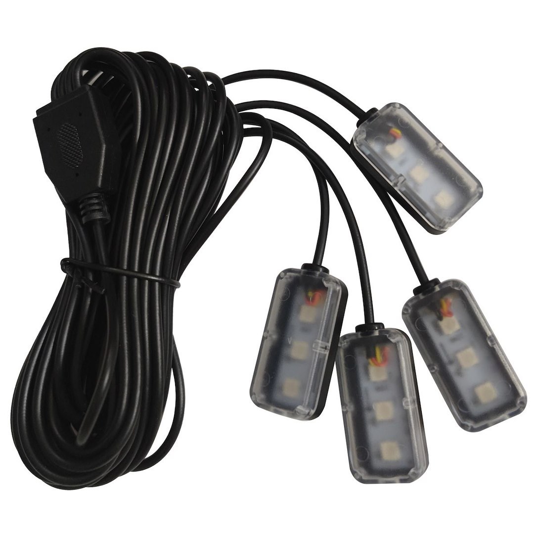 Race Sport Lighting Interior Light, Ultra-Flow Series, 18 LED 4-DOOR Vehicle Complete Kit, Red/ Green/ Blue/ White, 10 Watt – AKIT18