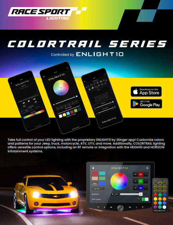 Race Sport Lighting Interior Light, Colortrail, 10 LED 2-DOOR Vehicle Complete Kit, Multi-Color, Set of 10, IP65 Rating – AKIT2DR