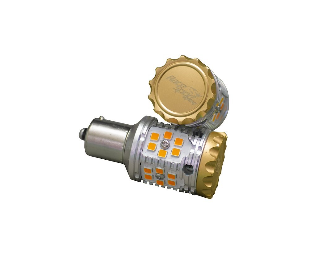 Race Sport Lighting Turn Signal Light Bulb – LED, No-Rapid Series, 1156 LED Bulb, Amber Bulb, 9 to 30 Volt, 1860 Lumens, Set of 2 – RSBAU15SNRFA