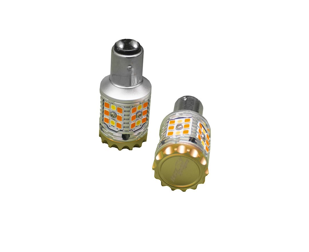 Race Sport Lighting Turn Signal Light Bulb – LED, No-Rapid Series, 1157 LED Bulb, White/Amber Bulb, 9 to 30 Volt, 1860 Lumens, Set of 2 – RSBAY15DSBWA