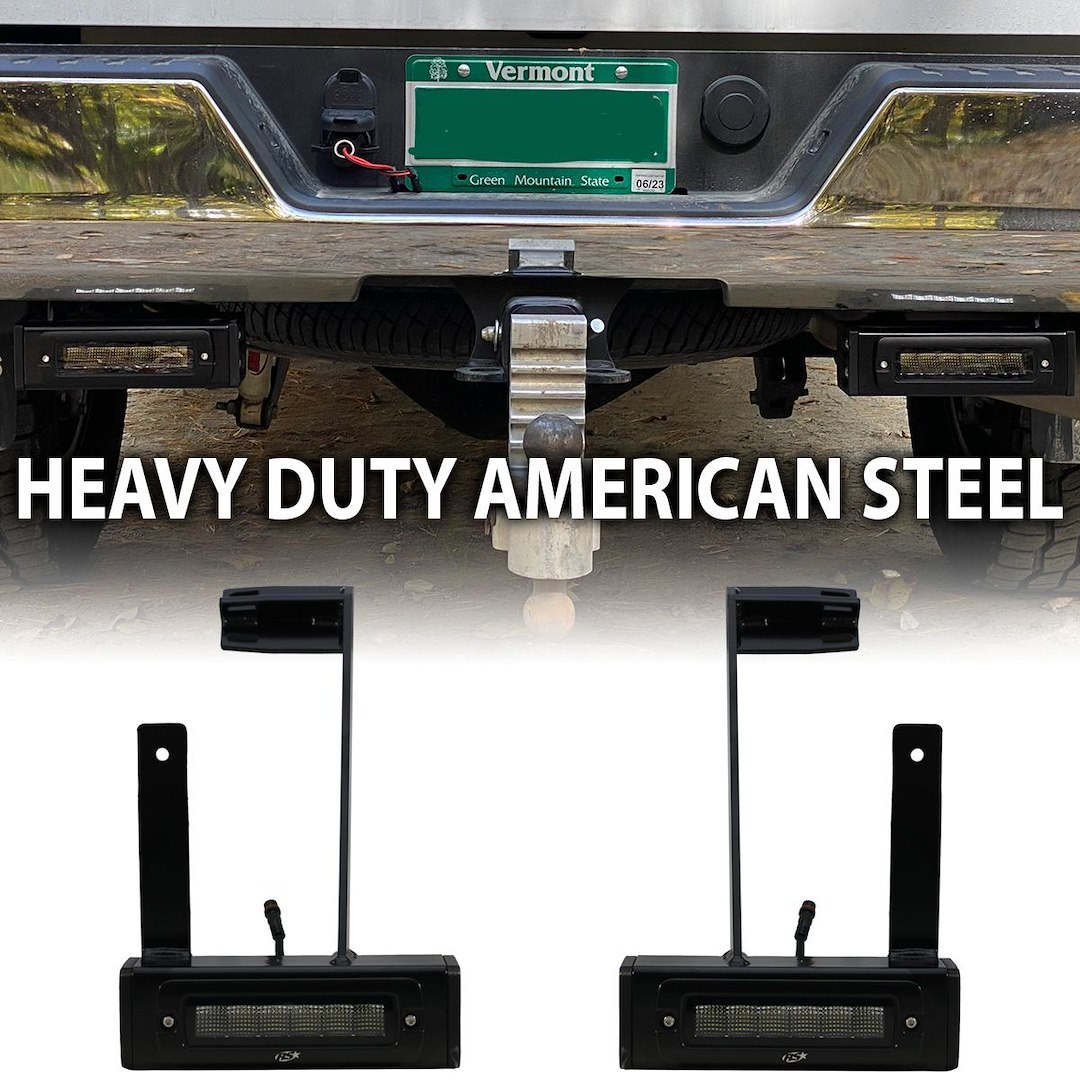 Race Sport Lighting Backup Light, Hitch Bar, Set of 2, Clear Bulb, 7 Inch Black Rectangular Housing, Osram LED, 60 Watt, 5750 Lumens – DHDHB17UP