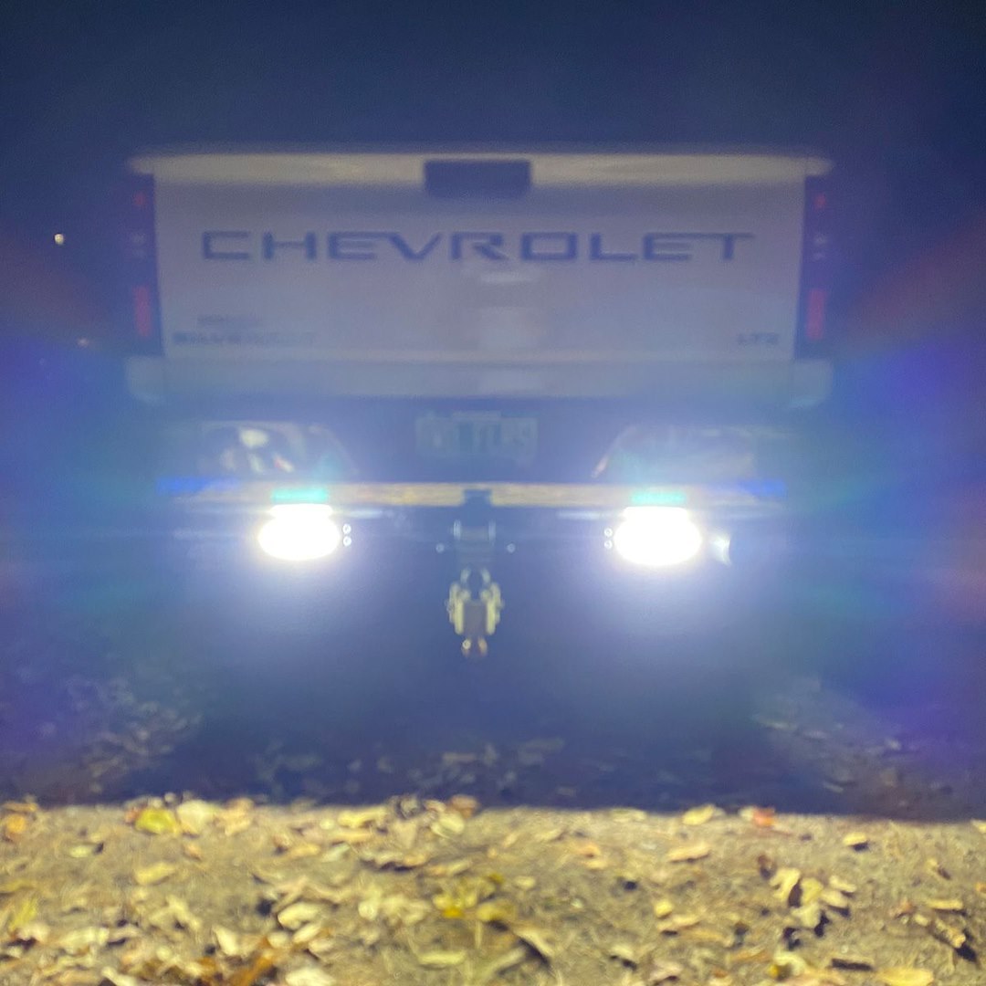 Race Sport Lighting Backup Light, Hitch Bar, Set of 2, Clear Bulb, 7 Inch Chrome Rectangular Housing, Cree LED, 36 Watt, 3000 Lumens – GMHB20UPSL