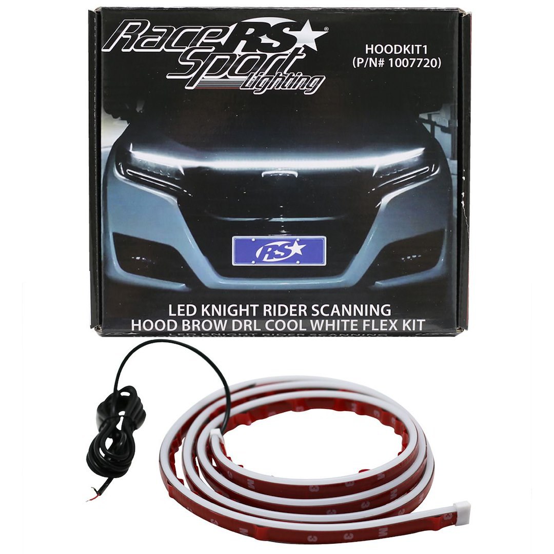 Race Sport Lighting Daytime Running Light, Knight Rider, LED Strip, White, Single, 0.5 to 2 Amp, 12 Volt DC, 10 Watts, IP67 Rating – HOODKIT2