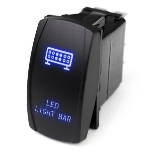 Race Sport Lighting Multi Purpose Switch, Light Bar Logo, 12 Volt DC, 20 Amp, Rocker Switch, Blue LED Radiance, Black – RSLJ10B