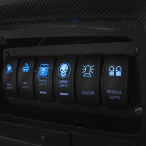 Race Sport Lighting Multi Purpose Switch, Light Bar Logo, 12 Volt DC, 20 Amp, Rocker Switch, Blue LED Radiance, Black – RSLJ10B