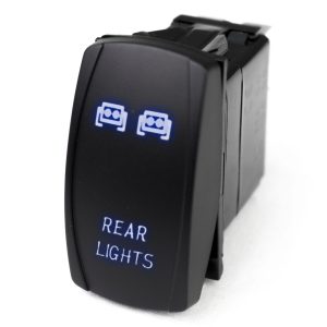 Race Sport Lighting Multi Purpose Switch, Rear Light Logo, 12 Volt DC, 20 Amp, Rocker Switch, Blue LED Radiance, Black – RSLJ60B