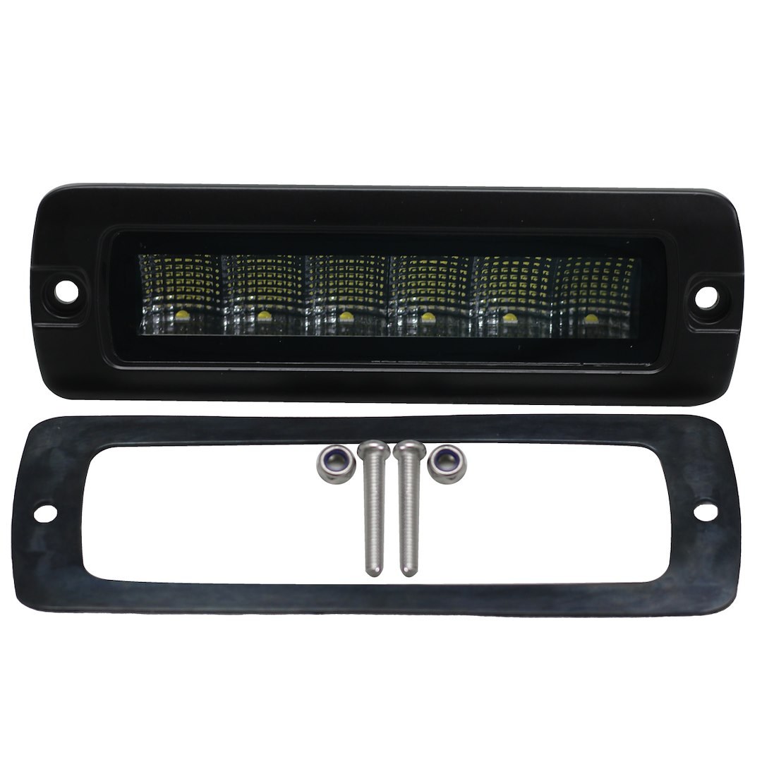 Race Sport Lighting Backup Light – LED, Rear Mount, Single, Clear Bulb, 7 Inch Black Rectangular Aluminum Housing, Osram LED – RS7TEMPFM-F