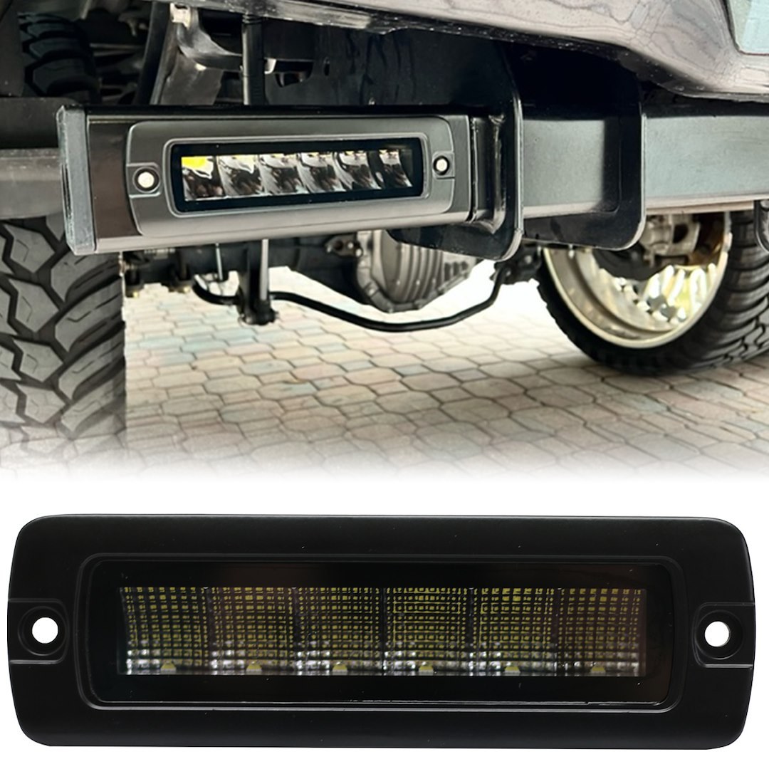 Race Sport Lighting Backup Light – LED, Rear Mount, Single, Clear Bulb, 7 Inch Black Rectangular Aluminum Housing, Osram LED – RS7TEMPFM-F