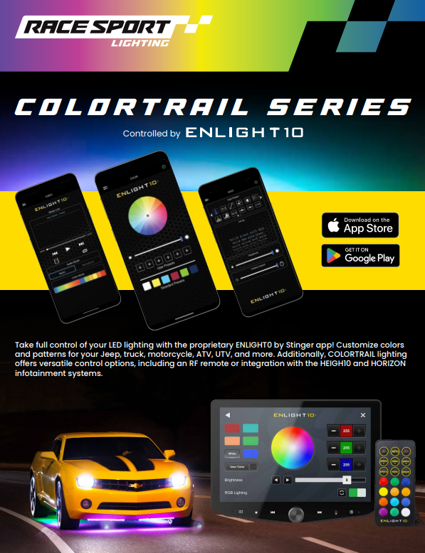 Race Sport Lighting Underbody Light Kit, Colortrail, LED, Multi-Color, 6 Piece, IP67 Rating, 12 Volt – RSCUBKIT10