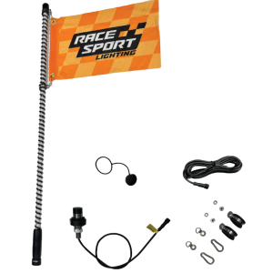 Race Sport Lighting Warning Whip, Colortrail, 4 Foot Fixed Height, Full Length LED Lighted, IP67 Rating, 50,000 Hours Life Expectancy – RSCW410