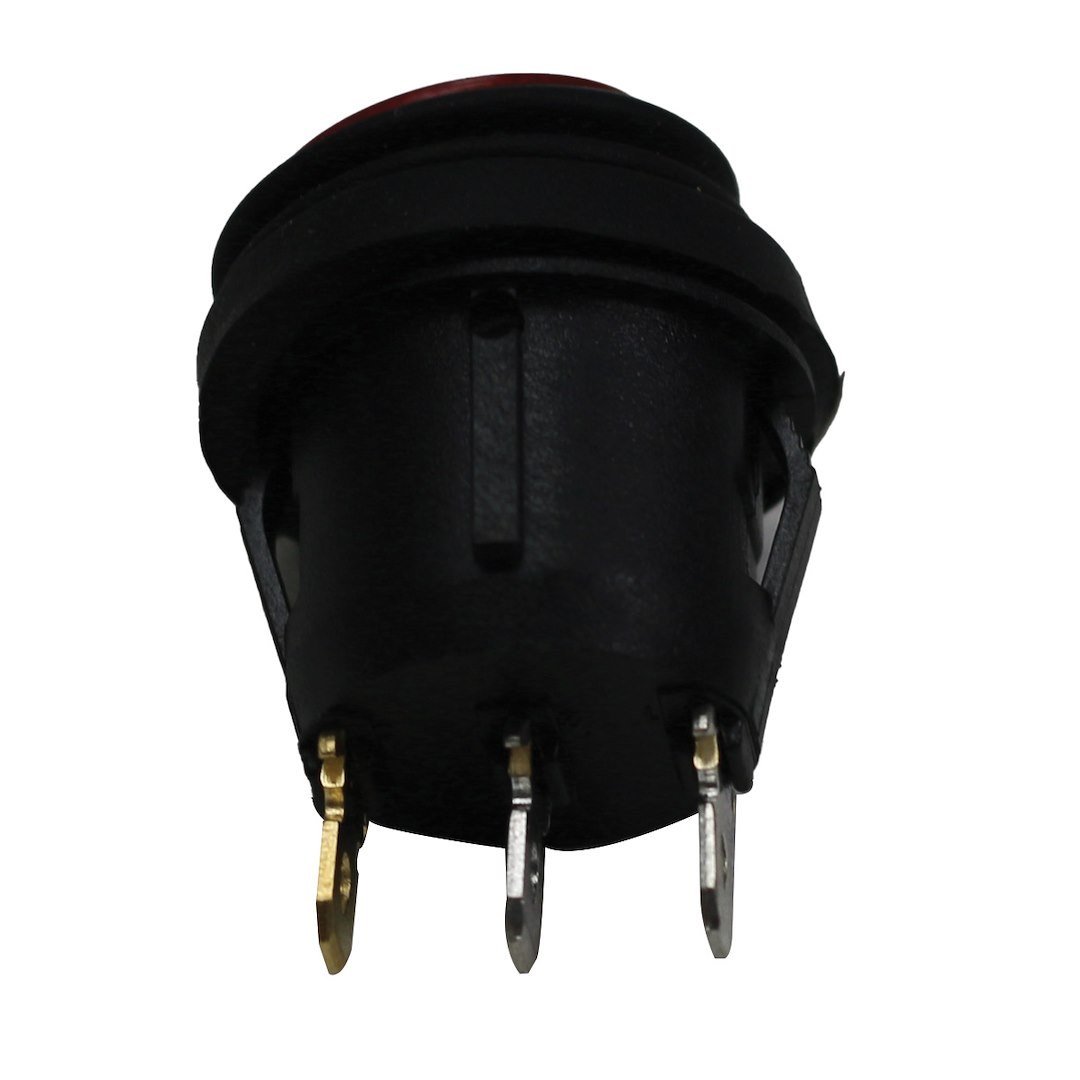 Race Sport Lighting Multi Purpose Switch, On-Off, 20 Amp at 12 Volt DC, 10 Amp @ 24 Volt DC, Rocker, Three 3/16 Inch Male Terminal, Round – RS-WP12A-R