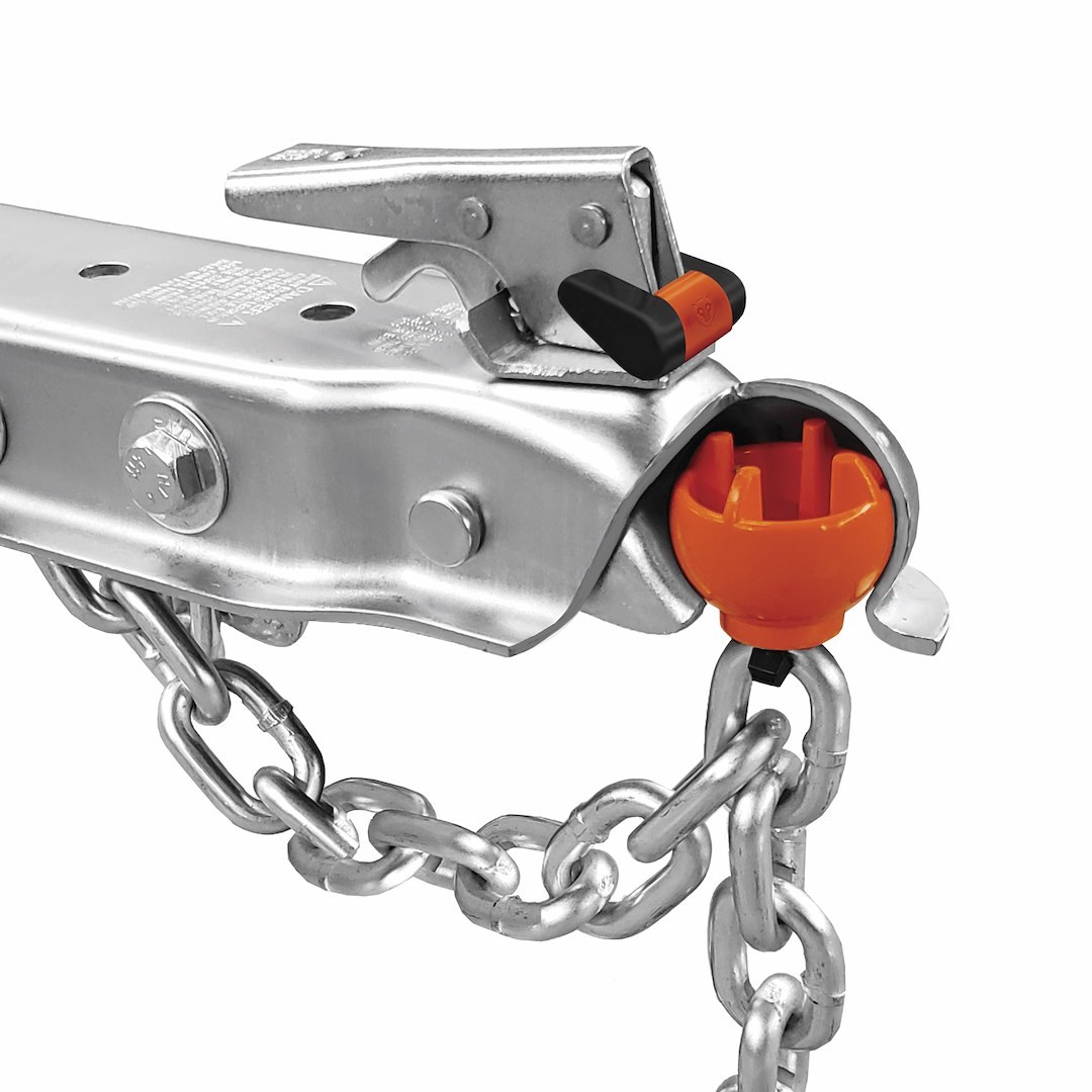 Rightline Trailer Coupler Lock, Ball Type, Orange, Polycarbonate, With Lock/ UV Protected Zip Tie, Fits 1-7/8 Inch to 2 Inch Trailer Coupler – 100T12