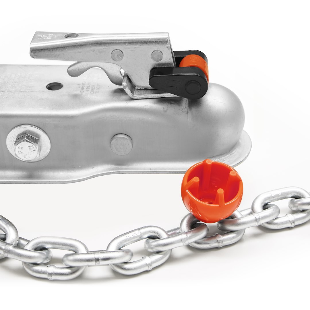 Rightline Trailer Coupler Lock, Ball Type, Orange, Polycarbonate, With Lock/ UV Protected Zip Tie, Fits 1-7/8 Inch to 2 Inch Trailer Coupler – 100T12