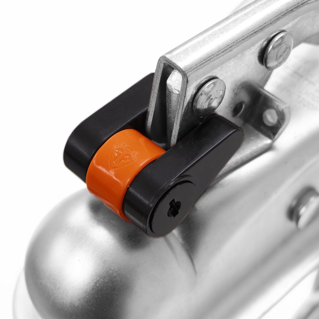 Rightline Trailer Coupler Lock, Ball Type, Orange, Polycarbonate, With Lock/ UV Protected Zip Tie, Fits 1-7/8 Inch to 2 Inch Trailer Coupler – 100T12