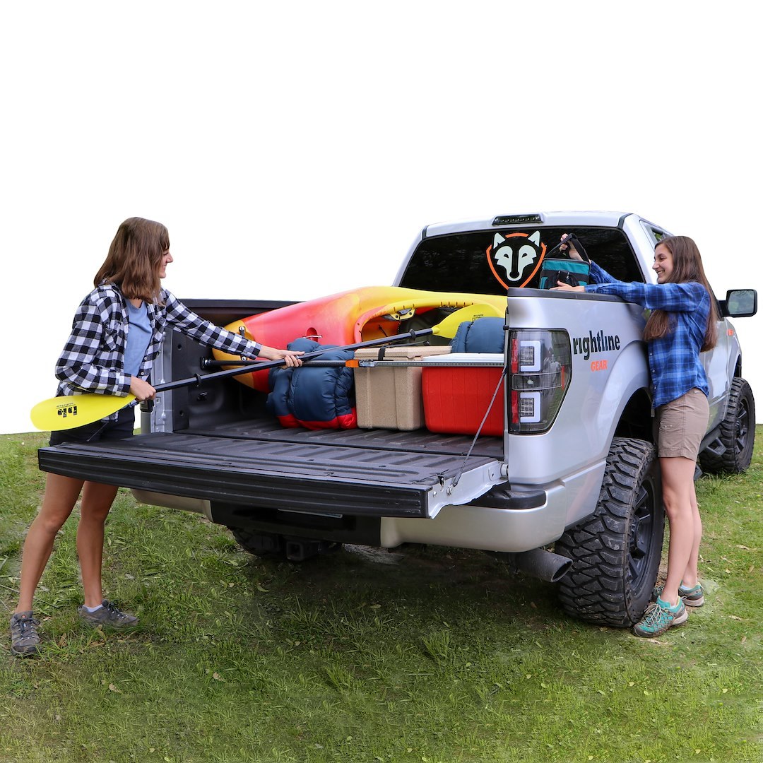 Rightline Cargo Bar, Ratcheting, Adjusts 40 Inch to 70 Inch, Silver and Black Coated Outer Bar/ Zinc Plated Inner Bar – 100T66