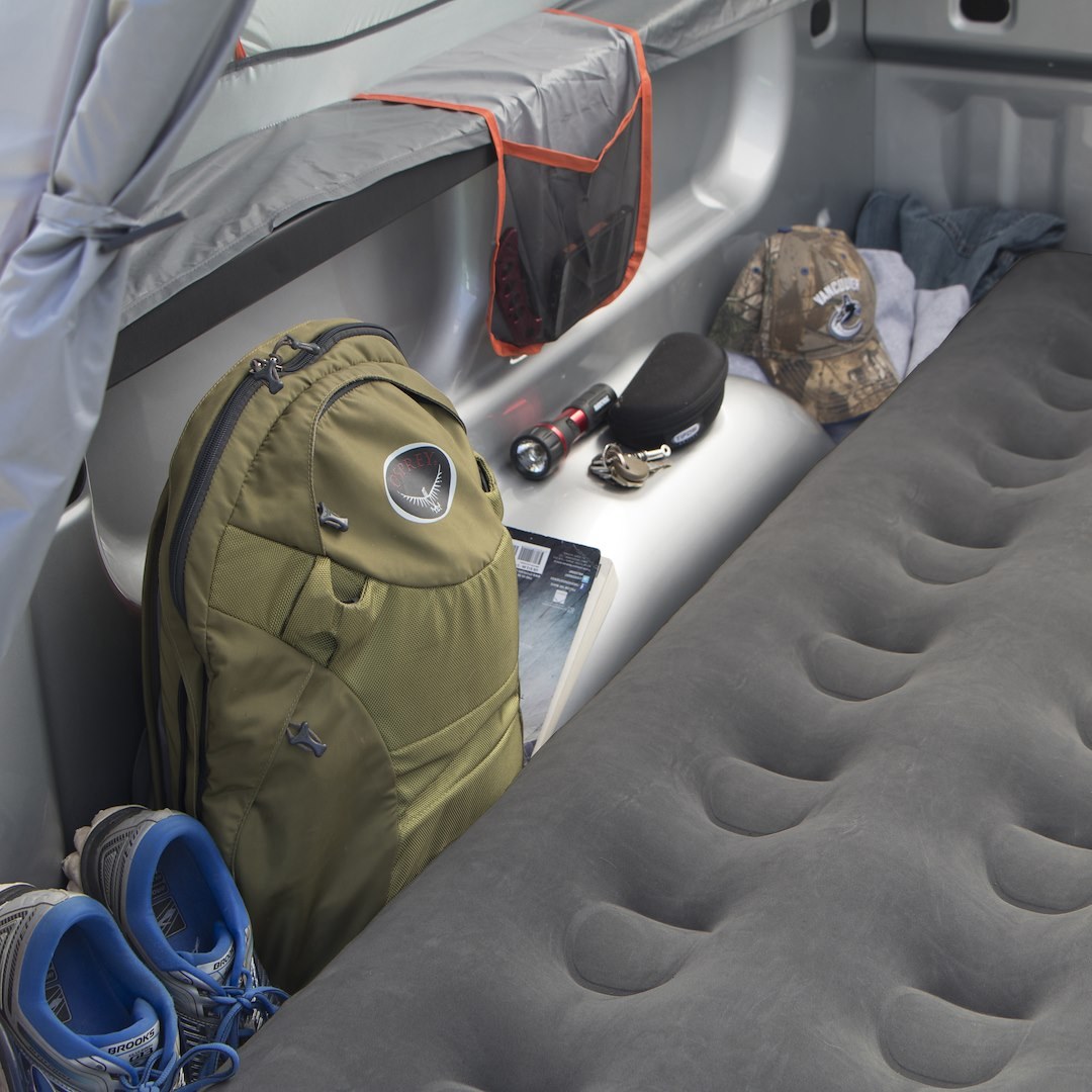Rightline Truck Bed Air Mattress, Full-Size, 80 Inch Length X 51 Inch Width X 7 Inch Height, 12 Volt Air Pump, PVC, Gray – 110M10