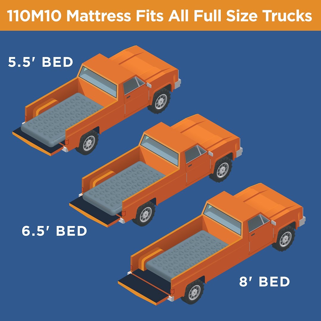 Rightline Truck Bed Air Mattress, Full-Size, 80 Inch Length X 51 Inch Width X 7 Inch Height, 12 Volt Air Pump, PVC, Gray – 110M10
