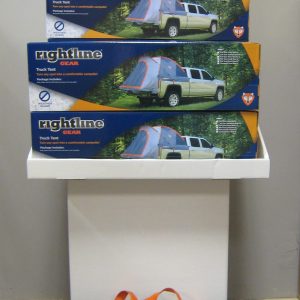 Rightline Point of Purchase Display, Tent Display Stand, 3-Shelved, Floor Stand, With Rightline Gear Logo Header Board – 200P91
