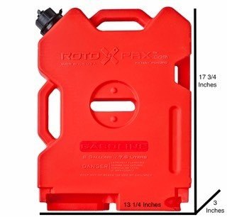 Rotopax Liquid Storage Container, Red, 2 Gallon, Bolt-On/ Free Standing, Formulated Plastic, Epa and Carb Compliant, Designed to Hold Gas – RX-2G