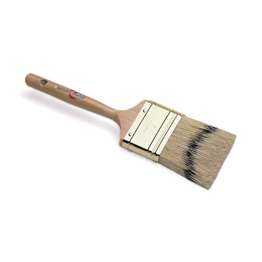 Redtree Ind Paint Brush, Badger, 1 Inch Flat Brush, 7/16 Inch Thickness, China Bristle, Clear Coated Pencil Wood Handle, Single, Reusable – 10011